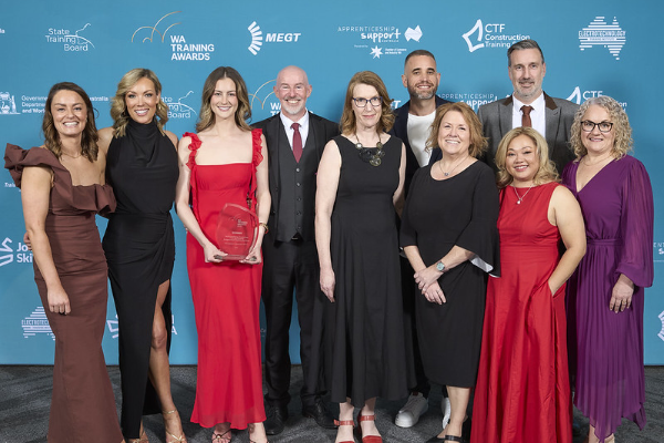 Taking home the Industry Collaboration Award at the 2026 WA Training Awards