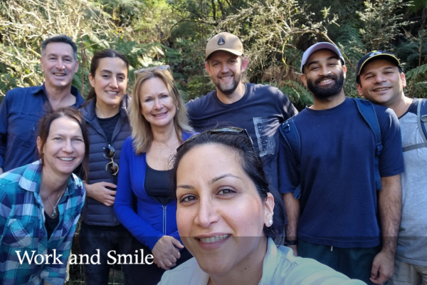 The Melbourne Water team take to the bush with a spring in their step