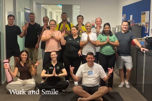 Stretching into a great day with the Sydney Airport team